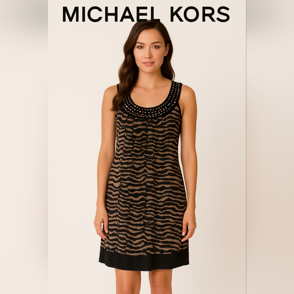 Michael Kors Bushed Tiger Camouflage Stripe Dress Size Small